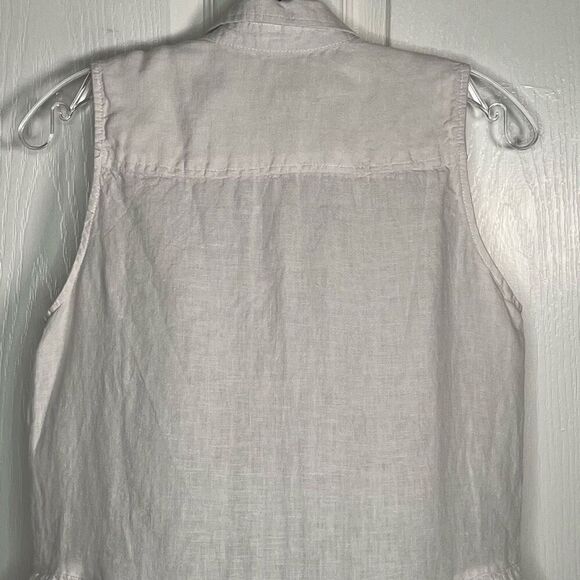 Catherine Maldonado Sz S Sleeveless Linen Blouse White - Picture 6 of 8